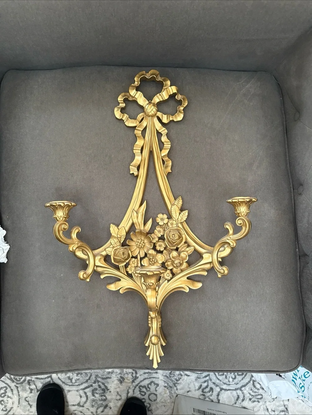 Ornate Gold Floral Wall Sconce - Decorative Home Wall Decor